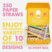 250 Pack Paper Straws Box -Eco-Friendly – Bio-Degradable – BPA-Free – Straw Decorations for Birthday, Baby Shower, Bachelorette Party, Holidays – Reusable – Thick and Sturdy – Won't Disintegrate