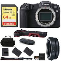Canon EOS RP Mirrorless Digital Camera Body (USA Warranty) Bundle, Includes: Canon Mount Adapter EF-EOS R + EG-E1 Extension Grip (Red) + 64GB SDXC Extreme Memory Card + More.