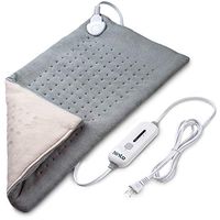 Electric Heating Pad 12" x 24" Gray with Auto Shut Off and Fast Heating Technology - Moist Heat Therapy for Back Pain and Cramps Relief