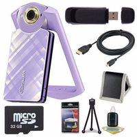 6Ave Casio EX-TR60 Self Portrait/Selfie Digital Camera (Light Violet) + 32GB microSD Class 10 Memory Card + Micro HDMI Cable + SDHC Card USB Reader + Memory Card Wallet + Deluxe Starter Kit Bundle