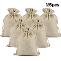 Lucky Monet 25/50/100PCS Burlap Gift Bags Wedding Hessian Jute Bags Linen Jewelry Pouches with Drawstring for Birthday, Party, Wedding Favors, Present, Art and DIY Craft (25Pcs, Cream, 3” x 4”)