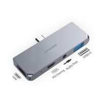 Hagibis USB C Hub for 2018 2019 iPad Pro, Microsoft Surface Go, Magnetic Type C Adapter Dongle with 4K HDMI, USB-C 60W PD Charging, USB 3.0 and 3.5mm Headphone Jack AUX Docking Station