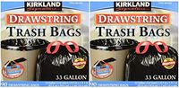 Kirkland Signature Drawstring Trash Bags - 33 Gallon - Xl Size - 2 Pack (90 count)