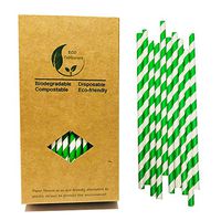 Environment Green White Paper Straws Bulk, 100 Kraft Box Pack Coktail Straw for Holiday Drinking Alternative to Plastic Straw Use Juice Patener