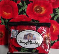 'NUGGLEBUDDY Microwaveable Moist Heat & Aromatherapy Organic Rice Pack. ASIAN POPPY Fabric with GREEN TEA & ALOE Aromatherapy.
