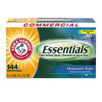 Church & Dwight Essentials Dryer Sheets, Mountain Rain, 144 Sheets/Box, 6 Boxes/Carton, New