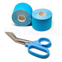 ASA Techmed Sport Light Blue Kinesiology Tape with Free Matching Shear - 16.5 ft Uncut Roll - Best Pain Relief Adhesive for Muscles, Shin Splints, Knee & Shoulder - 24/7 Waterproof Therapeutic Aid