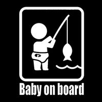 Baby On Board Fishing Funny Car Reflective Sticker Window Body Decal Decoration - White