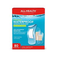 All-Health Clear Waterproof Antibacterial Adhesive Bandages,Assorted Sizes Variety, 80 ct | Helps Prevent Infection, 100% Waterproof for First Aid and Wound Care