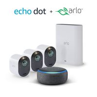 Arlo Ultra - 4K UHD Wire-Free Security 3 Camera System | Indoor/Outdoor Security Cameras with Echo Dot 3rd Gen (Charcoal Gray)