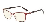 Eyekepper Computer Reading Glasses,Blue Light Filter Readers,Square Design for Women,Burnout Double Color Frame,Red-Gold +1.25