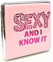 Eclipse Light Pink"Sexy & I Know It" Metallic Crushproof Metal Leatherette Cigarette Case, Kings, 3102Glam