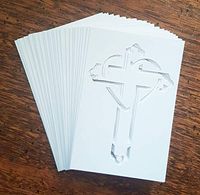 Cross & Heart Cut-Out Christian Pocket Cards - 3x2" Mini Handout Gifts 25 pcs (White Cross)