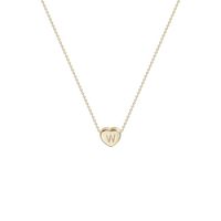 Tiny Gold Initial Heart Necklace-14K Gold Filled Handmade Dainty Personalized Letter W Heart Choker Necklace Gift for Women Kids Child Alphabet Necklace Jewelry (W)