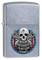 Zippo Lighter: Second Amendment is My Gun Permit - Street Chrome 80427