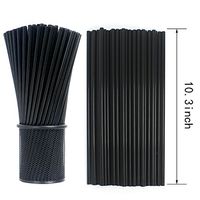 Tomnk 500pcs 10.3 Inches Drinking Straws Black Plastic Straws