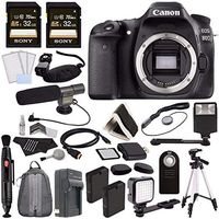 Canon EOS 80D DSLR Camera (Body Only) + 32GB Card + Battery + Home and Car External Charger + HDMI Cable + Remote + Card Reader+ Card Wallet Video Creator Kit 1