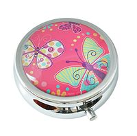 WuCong Butterfly Custom Fashion Design Glass Round Pill Case Western Medicine Tablet Holder Decorative Box