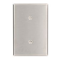 Leviton 84119-40 1-Gang No Device Blank Wallplate, Oversized, 302 Stainless Steel, Strap Mount, Stainless Steel