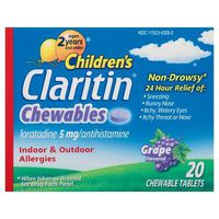 Children's Claritin174; 24 Hour Non-Drowsy Allergy Relief Chewable Grape Tablets - Loratadine - 20ct