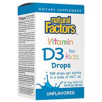Natural Factors, Vitamin D3 Drops 400 IU, Supports Strong Bones, Teeth and Immune Function with Flaxseed, Palm and Coconut Oils, 0.5 fl oz (500 servings)