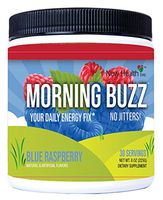 Morning Buzz Sports Energy Drink by New Health, Pre Workout, Sports Nutrition Drink, Supports Lasting Energy, Endurance, Mental Clarity, and Metabolism, 8 Ounce Powder Mix, 30 Servings(Blue Raspberry)