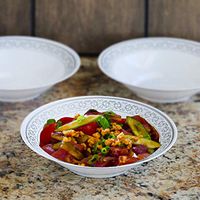 Tableclothsfactory 50 Pcs - White with Silver 8oz Round Disposable Plastic Bowl - Premiere Collection