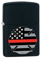Zippo Red Flag Firefighter Black Matte Pocket Lighter