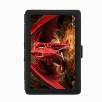Black Color Metal Cigarette Case Holder Box Dragons Design-002