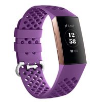 AmzAokay Replacement Bands Compatible for Fitbit Charge 3, Classic Loop Soft Silicone Adjustable Accessory Wristbands Fitness Tracker Breathable Sport Strap Small Large for Women Men(Purple, Medium)