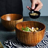 WWSHM 1Pc Wooden Bowl Japanese Style Wood Rice Soup Bowl Salad Bowl Food Container Large Small Bowl For Kids Tableware Wooden Utensils (Diameter : Dia 11.8cm)