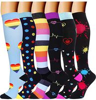 6 Pairs Graduated Compression Socks for Women Men 20-30mmhg Knee High Stockings