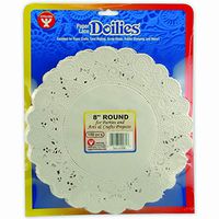 Hygloss HYG10081BN Round Paper Lace Doilies, 8", White, 100 Per Pack, 3 Packs