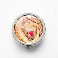 RhyNSky Pangolin - Animal Mini Portable Pocket Pill Box Case Holder for Purse, 3 Compartments, Silvery, C198