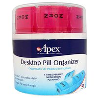 Apex Desktop Pill Organizer, A Compact Planner with 4 Times-A-Day Removable Compartments