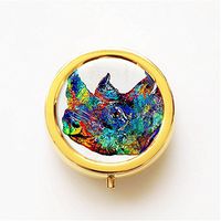 RhyNSky Rhino - Animal Mini Portable Pocket Pill Box Case Holder for Purse, 3 Compartments, Gold, CG245