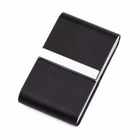Aluminum Cigar Cigarette Case Tobacco Holder Pocket Box Storage Container Stainless Steel PU Card Smoking Case (Black)