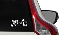 Music Note Love Text Version 1 Car Vinyl Sticker Decal Bumper Sticker for Auto Cars Trucks Windshield Custom Walls Windows Ipad MacBook Laptop Home and More (White)