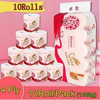 DatingDay 10 Rolls Toilet Paper Bulk Bath Tissue Bathroom Household White Soft 4 Ply
