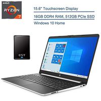 2020 HP 15.6" Touchscreen Laptop Computer, Quad-Core AMD Ryzen 7 3700U up to 4.0GH (Beat i5-8250u), 16GB DDR4 RAM, 512GB PCIe SSD, AC WiFi, Bluetooth 4.2, Windows 10 + EST 320GB External Hard Drive