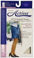 Activa 20-30 mmHg Soft Fit Thigh High with Lace Top Socks, Ivory, X-Large
