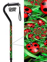 Gel Grip Offset Walking Cane Aluminum Adjustable with Ladybugs