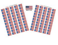 Made in USA! 100 Country Flag 1.5" x 1" Self Adhesive World Flag Scrapbook Stickers, Two Sheets of 50, 100 International Sticker Decal Flags Total (Puerto Rico)