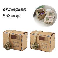 Bestga 50 PCS Holiday Candy Gift Boxes, DIY Kraft Boxes Retro Post Mail Style Cookie Gift Boxes Paper Xmas Goody Bags Party Favors for Wedding Birthdays Thanksgiving Graduations Baby Shower