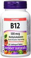 Webber Naturals Vitamin B12 (Methylcobalamin) Sublingual Tablets, 120s Natural Cherry Flavour
