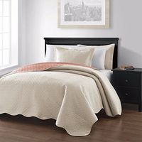 Collection Mesa 3-piece Oversized Reversible Coverlet Bedspread King/Ivory/Salmon Colors