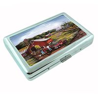 Perfection In Style Metal Silver Cigarette Case Vintage Farm Design 016