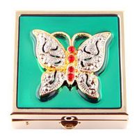 JewelryVolt Fashionable Pill Box - Gold Tone Color with Butterfly Design