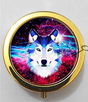 BlackKey Tribal Aztec Wolf Tribal Animal face 3-Compartment Decorative Pocket Gift Box Case Organizer for Pill, Color 2 -1049