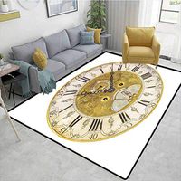Bigdatastore Clock Animals Area Rug Anti Slip Pad, Vintage Theme A Seventeenth Century Ornamental Clock Face with Roman Numbers, Easy Maintenance Area Rug Living Room Bedroom Carpet(3'x 8')